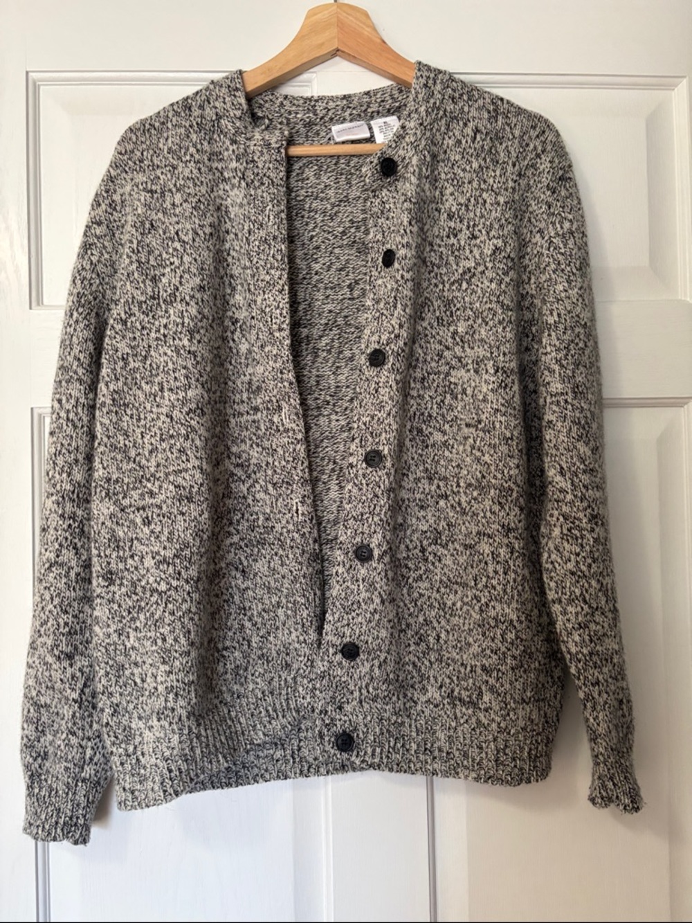 Isaac Mizrahi Black and White Marled Knit Cardigan